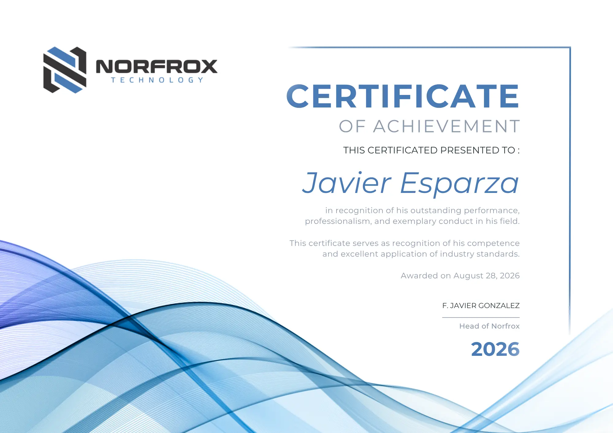 Certificado Excelencia profesional  